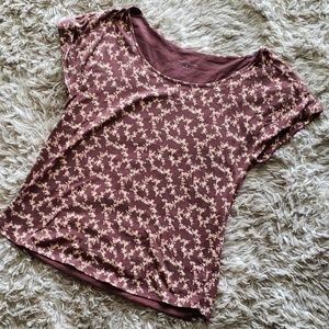 LL Bean Maroon Flower Top